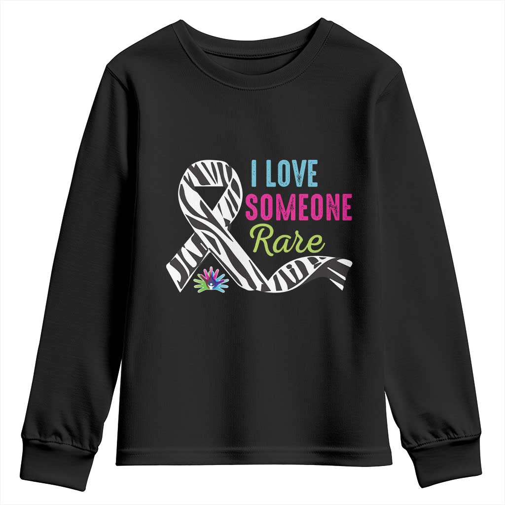Rare Disease Awereness Youth Sweatshirt I Love Someone Rare Zebra Ribbon