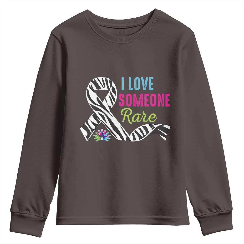 Rare Disease Awereness Youth Sweatshirt I Love Someone Rare Zebra Ribbon