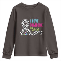 Rare Disease Awereness Youth Sweatshirt I Love Someone Rare Zebra Ribbon