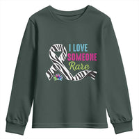 Rare Disease Awereness Youth Sweatshirt I Love Someone Rare Zebra Ribbon