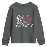Rare Disease Awereness Youth Sweatshirt I Love Someone Rare Zebra Ribbon