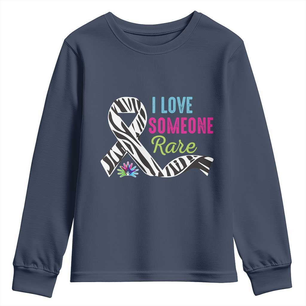 Rare Disease Awereness Youth Sweatshirt I Love Someone Rare Zebra Ribbon