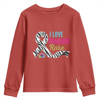 Rare Disease Awereness Youth Sweatshirt I Love Someone Rare Zebra Ribbon