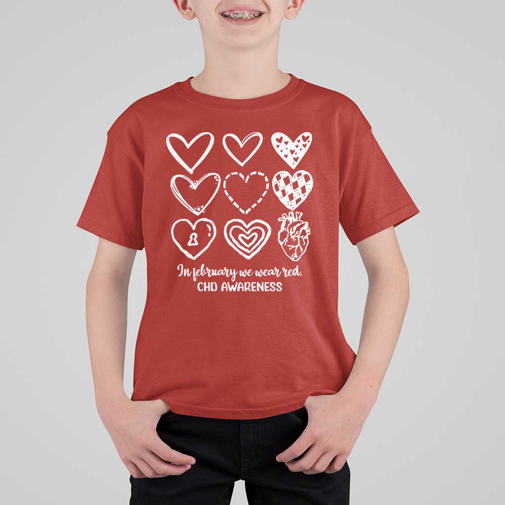 CHD Heart Disease Awareness T Shirt For Kid In February We Wear Red
