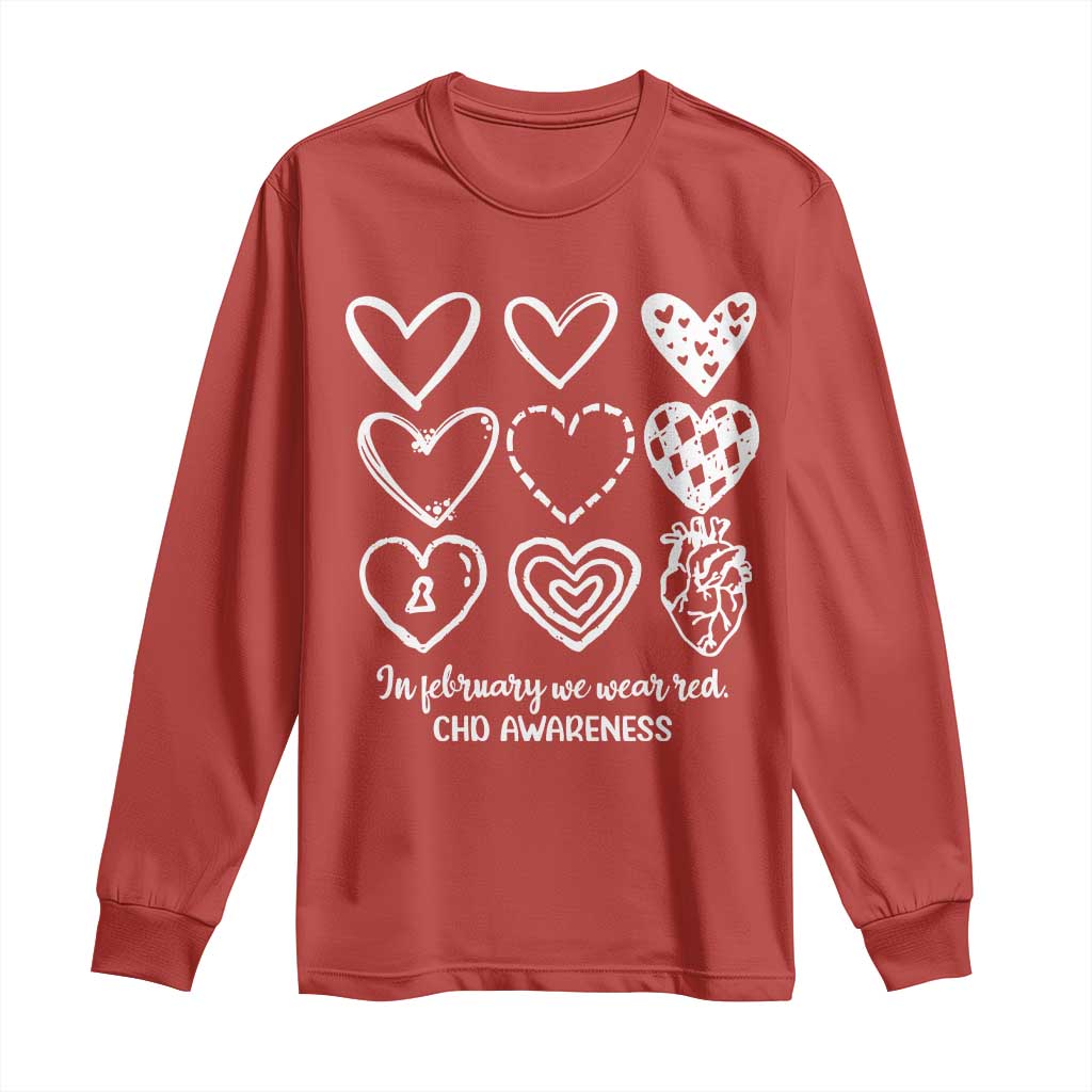 CHD Heart Disease Awareness Long Sleeve Shirt In February We Wear Red