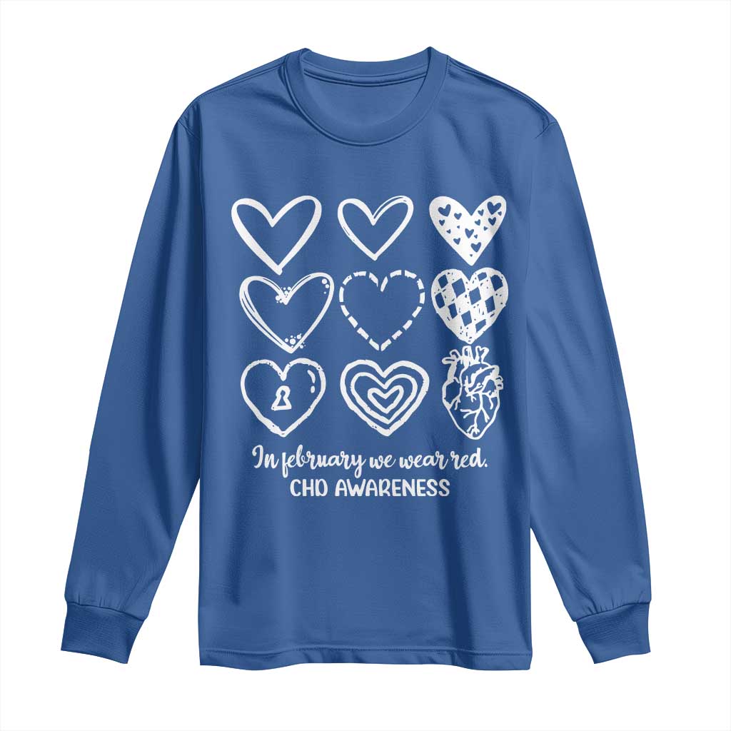 CHD Heart Disease Awareness Long Sleeve Shirt In February We Wear Red