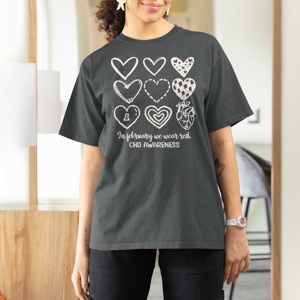 CHD Heart Disease Awareness T Shirt For Women In February We Wear Red