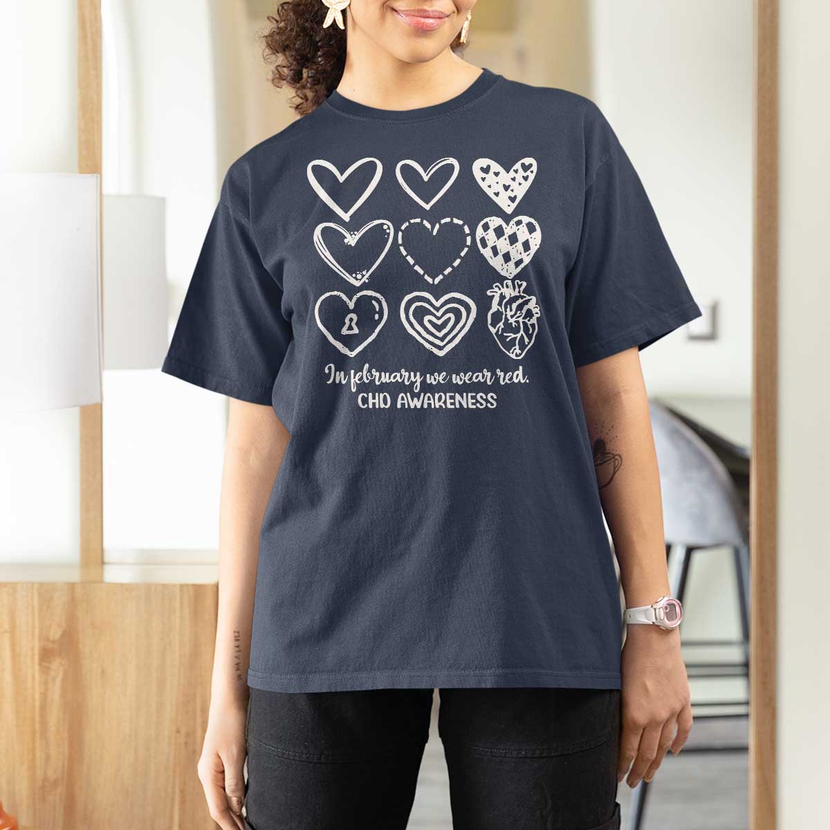 CHD Heart Disease Awareness T Shirt For Women In February We Wear Red