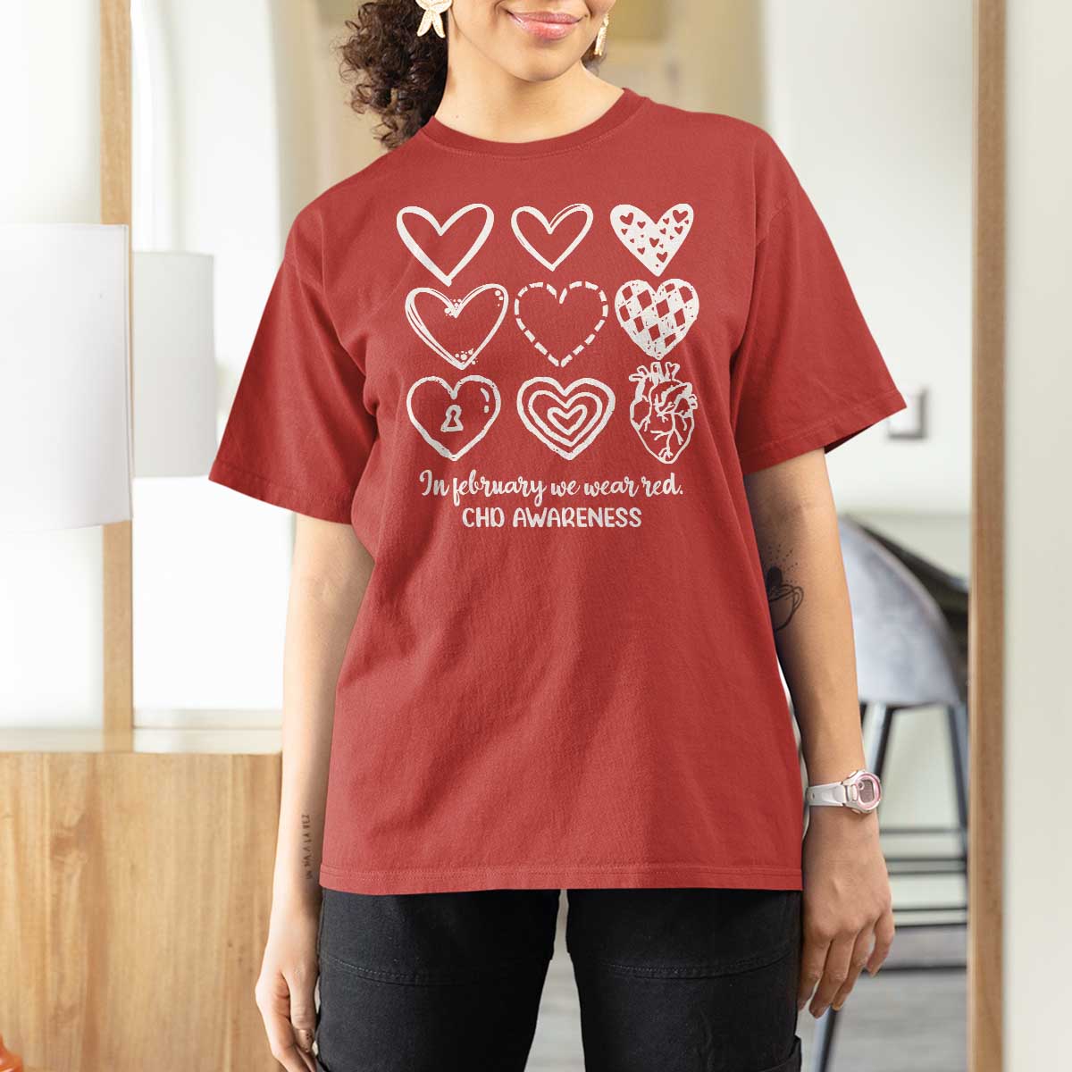 CHD Heart Disease Awareness T Shirt For Women In February We Wear Red