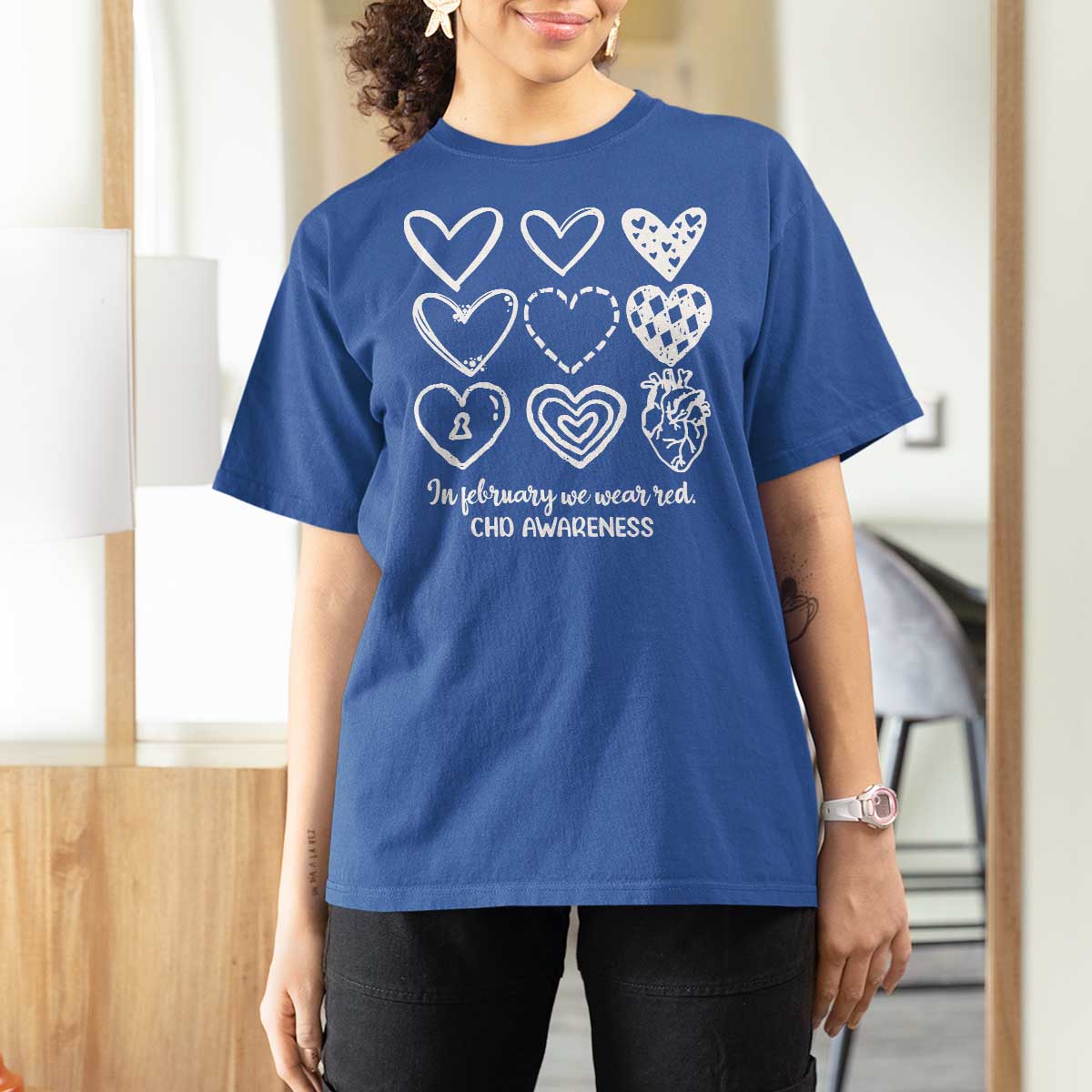 CHD Heart Disease Awareness T Shirt For Women In February We Wear Red