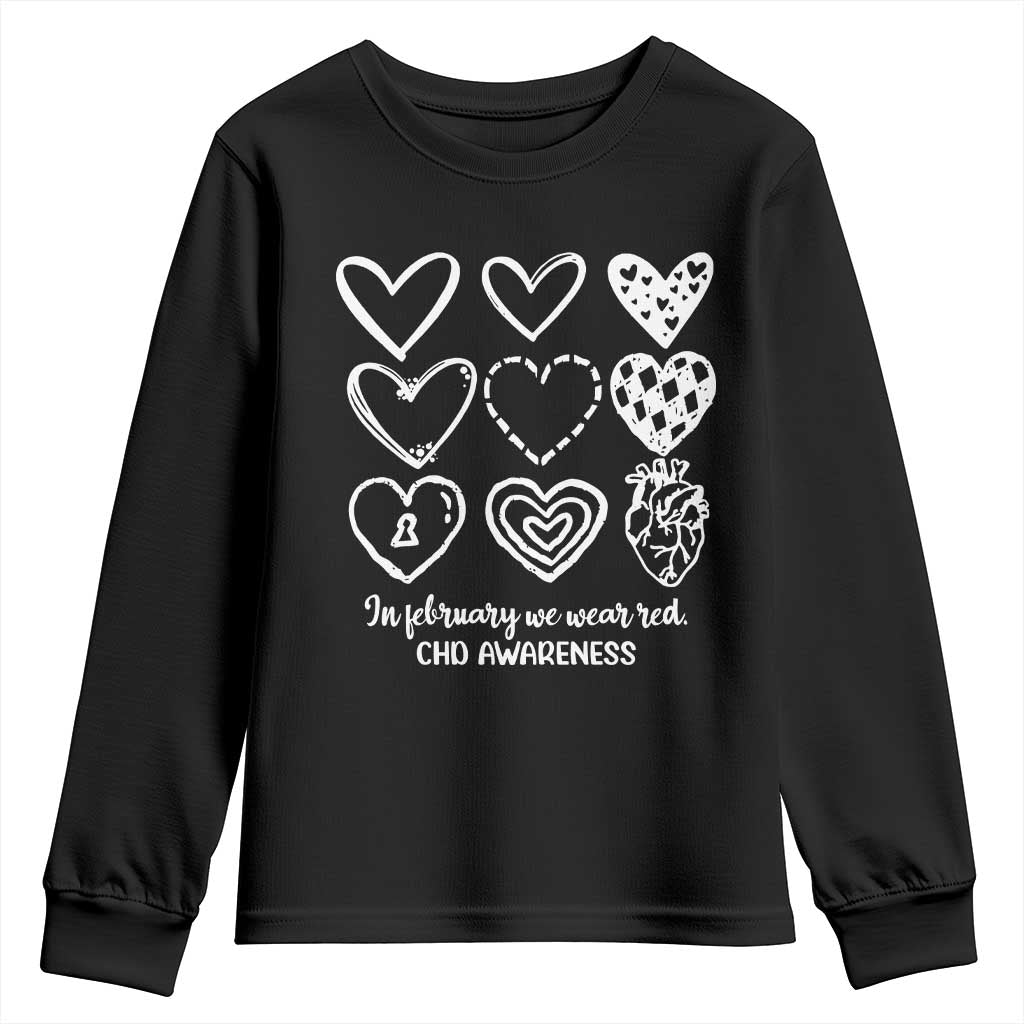 CHD Heart Disease Awareness Youth Sweatshirt In February We Wear Red