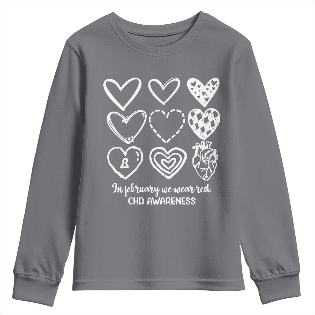 CHD Heart Disease Awareness Youth Sweatshirt In February We Wear Red