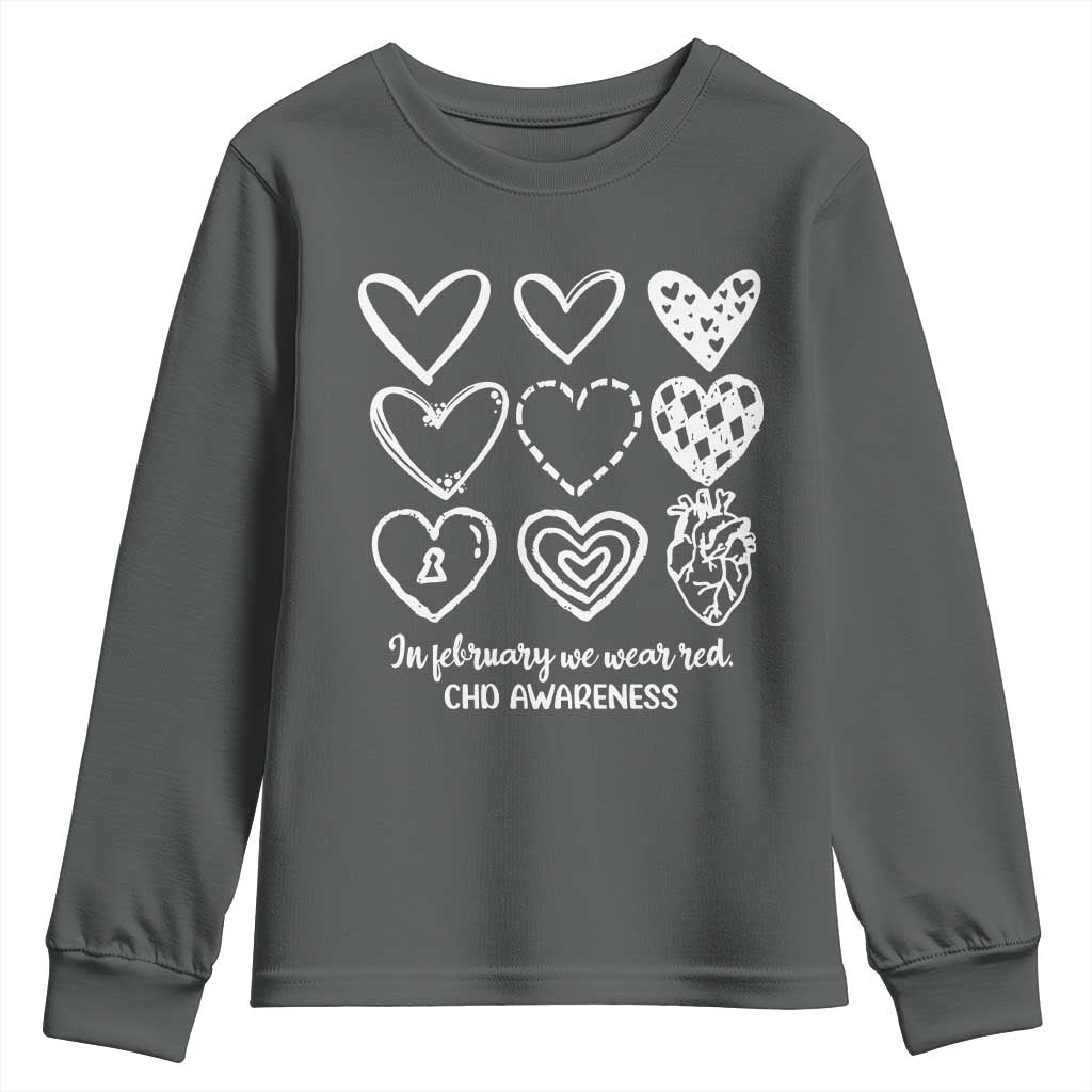 CHD Heart Disease Awareness Youth Sweatshirt In February We Wear Red