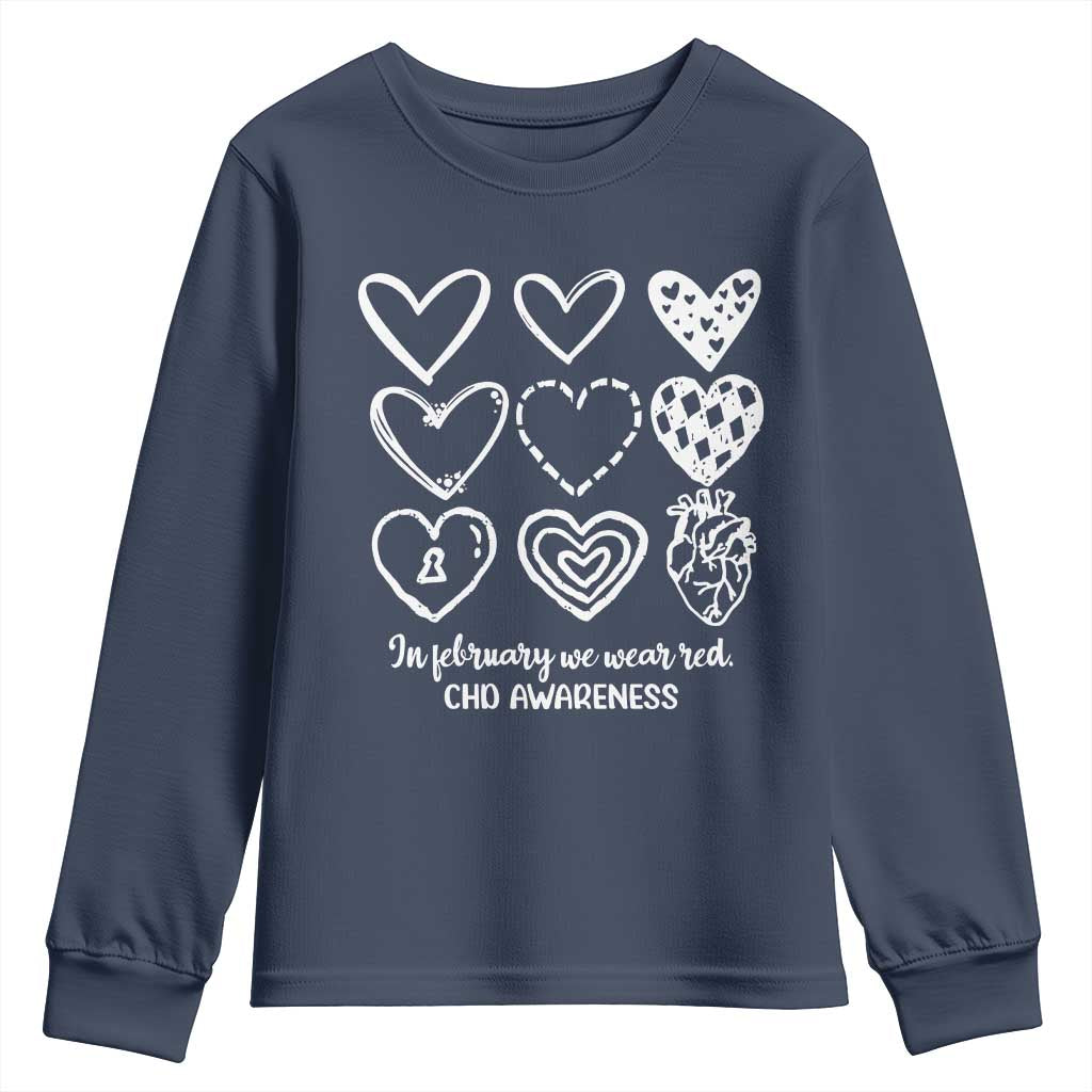 CHD Heart Disease Awareness Youth Sweatshirt In February We Wear Red