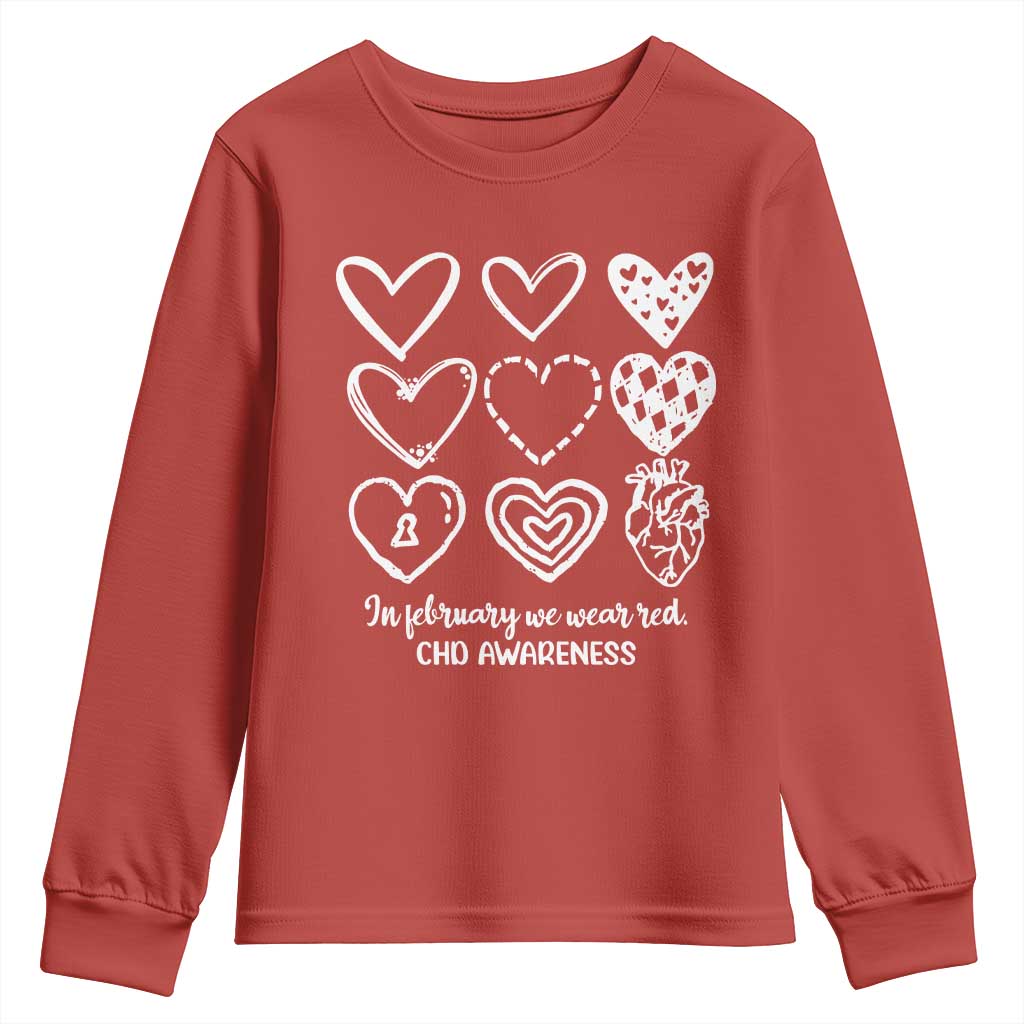 CHD Heart Disease Awareness Youth Sweatshirt In February We Wear Red