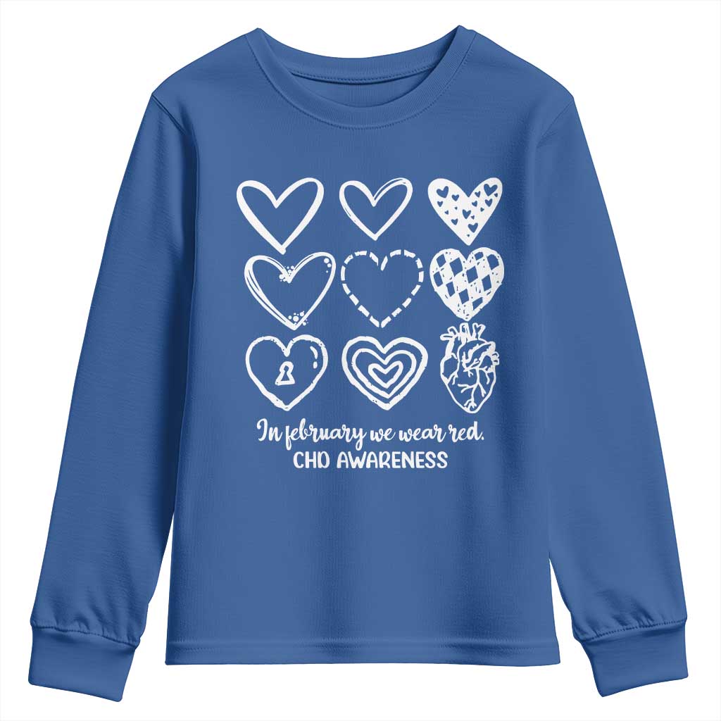 CHD Heart Disease Awareness Youth Sweatshirt In February We Wear Red