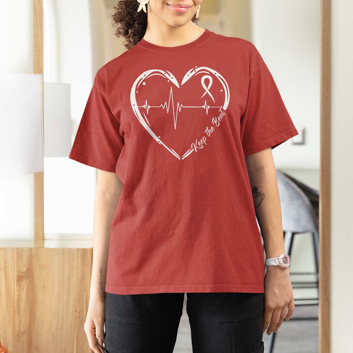 CHD Heart Disease Awareness T Shirt For Women Wear Red Keep The Beat Heart Health