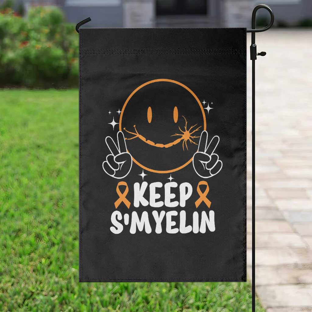 Multiple Sclerosis Awareness Garden Flag Keep Smyelin Orange Ribbon MS Support - Wonder Print Shop