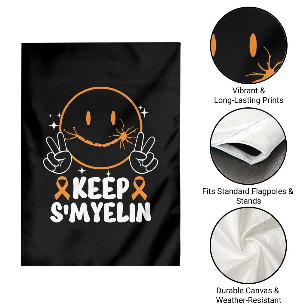 Multiple Sclerosis Awareness Garden Flag Keep Smyelin Orange Ribbon MS Support - Wonder Print Shop