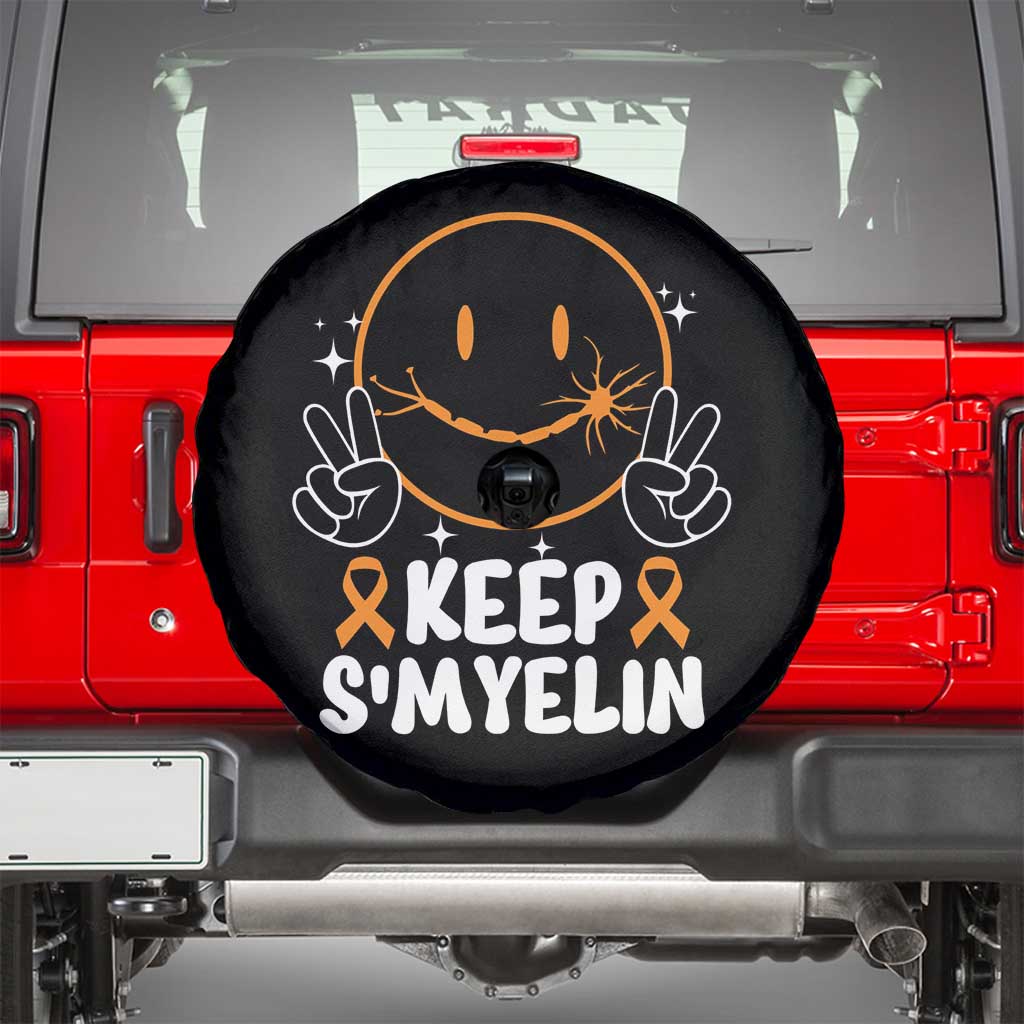 Multiple Sclerosis Awareness Spare Tire Cover Keep Smyelin Orange Ribbon MS Support