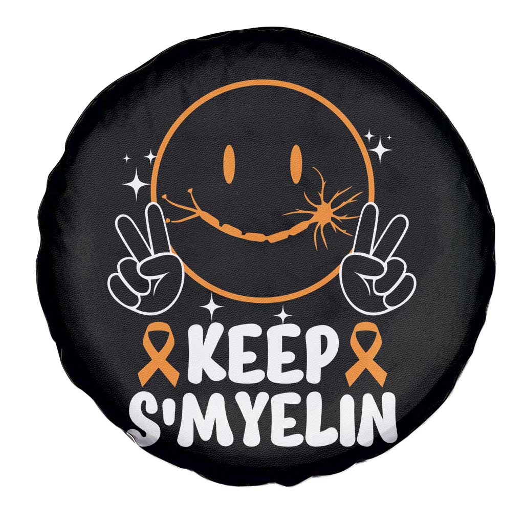 Multiple Sclerosis Awareness Spare Tire Cover Keep Smyelin Orange Ribbon MS Support