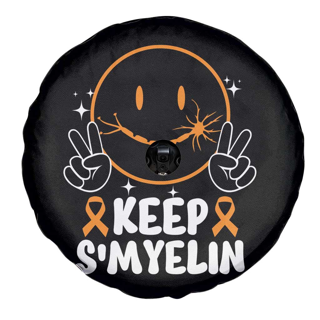 Multiple Sclerosis Awareness Spare Tire Cover Keep Smyelin Orange Ribbon MS Support