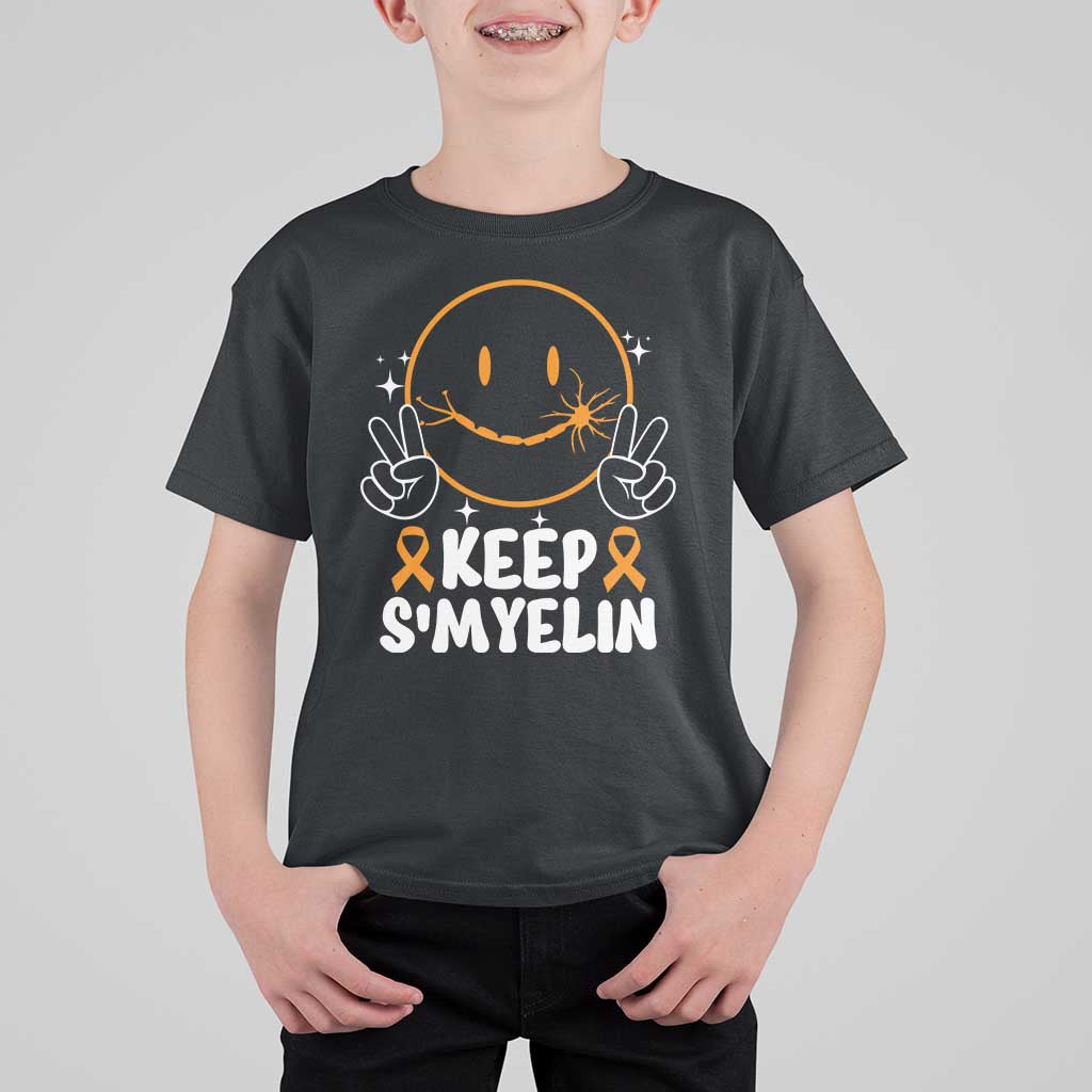Multiple Sclerosis Awareness T Shirt For Kid Keep Smyelin Orange Ribbon MS Support