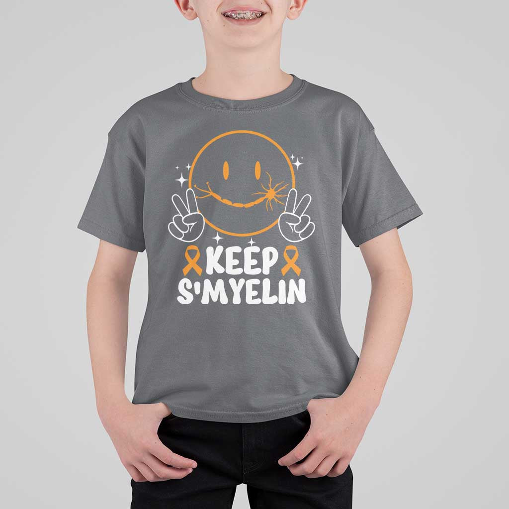 Multiple Sclerosis Awareness T Shirt For Kid Keep Smyelin Orange Ribbon MS Support