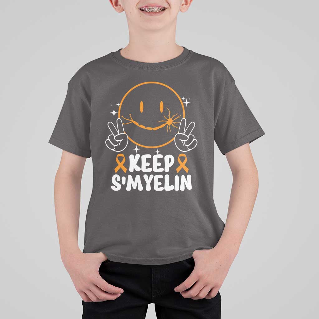 Multiple Sclerosis Awareness T Shirt For Kid Keep Smyelin Orange Ribbon MS Support