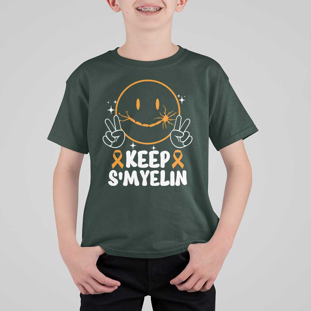 Multiple Sclerosis Awareness T Shirt For Kid Keep Smyelin Orange Ribbon MS Support