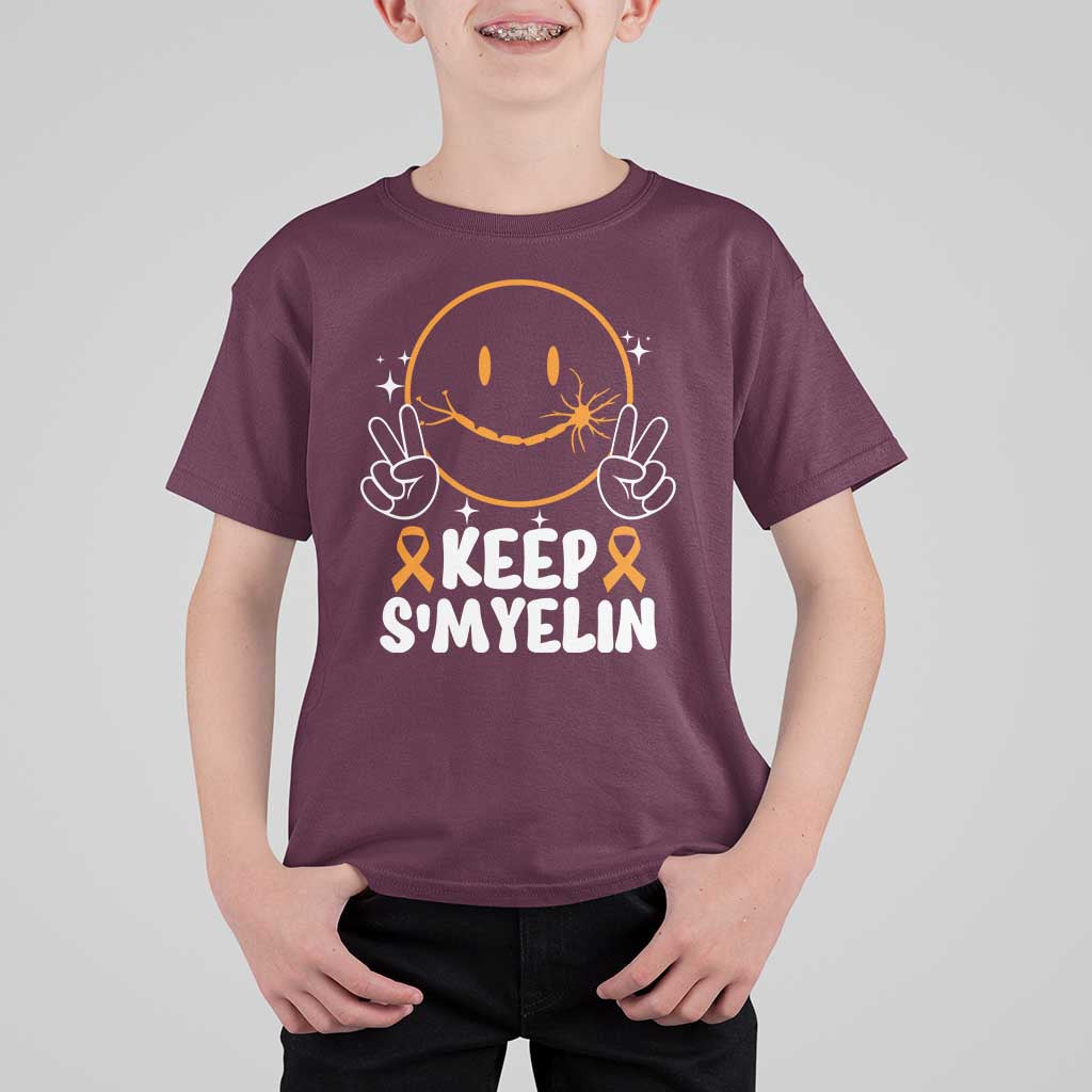 Multiple Sclerosis Awareness T Shirt For Kid Keep Smyelin Orange Ribbon MS Support
