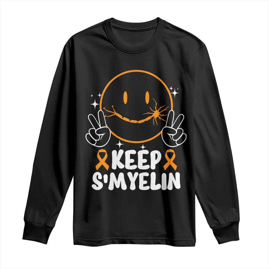 Multiple Sclerosis Awareness Long Sleeve Shirt Keep Smyelin Orange Ribbon MS Support