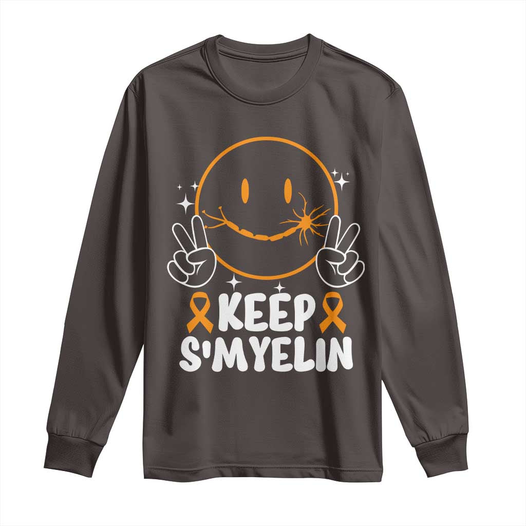 Multiple Sclerosis Awareness Long Sleeve Shirt Keep Smyelin Orange Ribbon MS Support