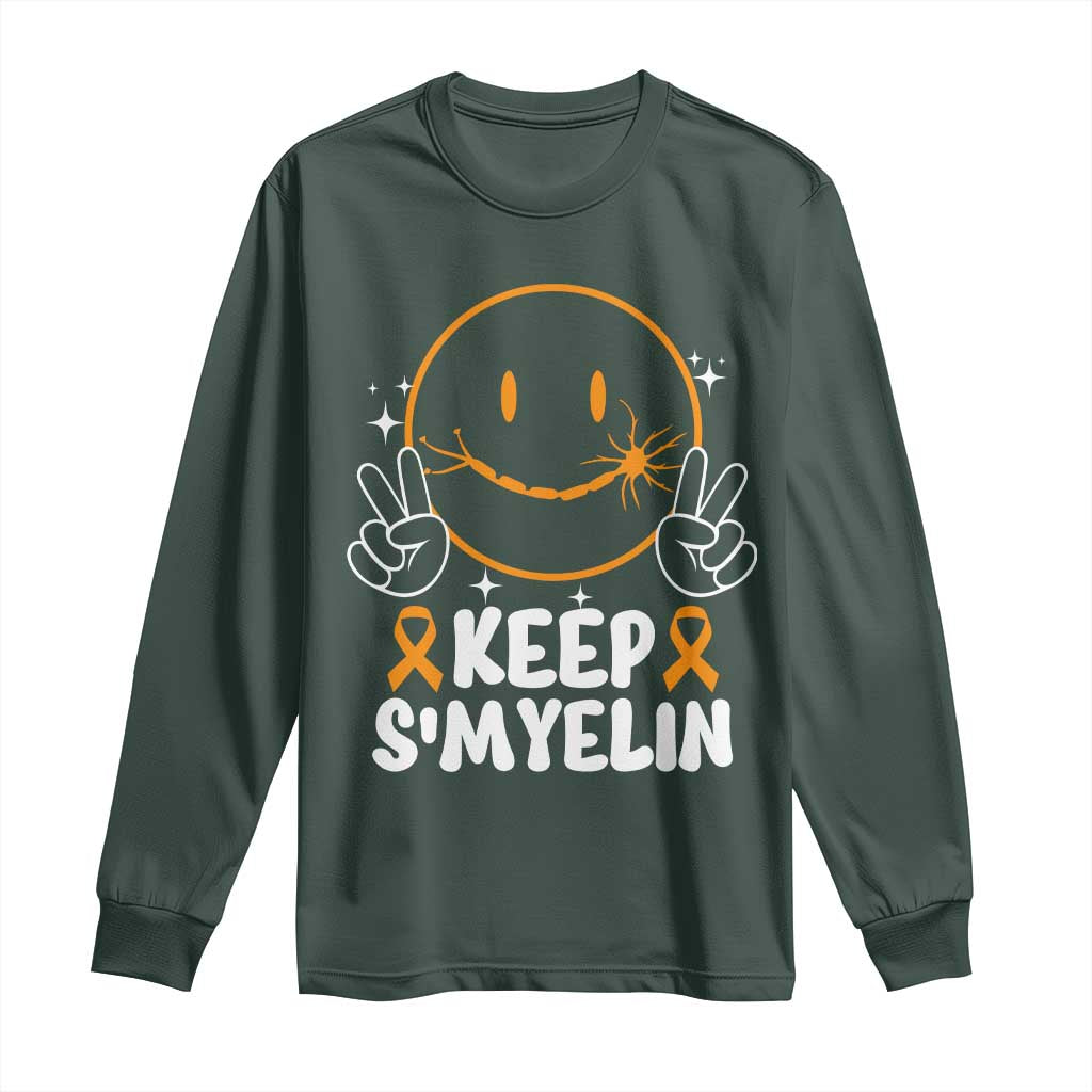 Multiple Sclerosis Awareness Long Sleeve Shirt Keep Smyelin Orange Ribbon MS Support