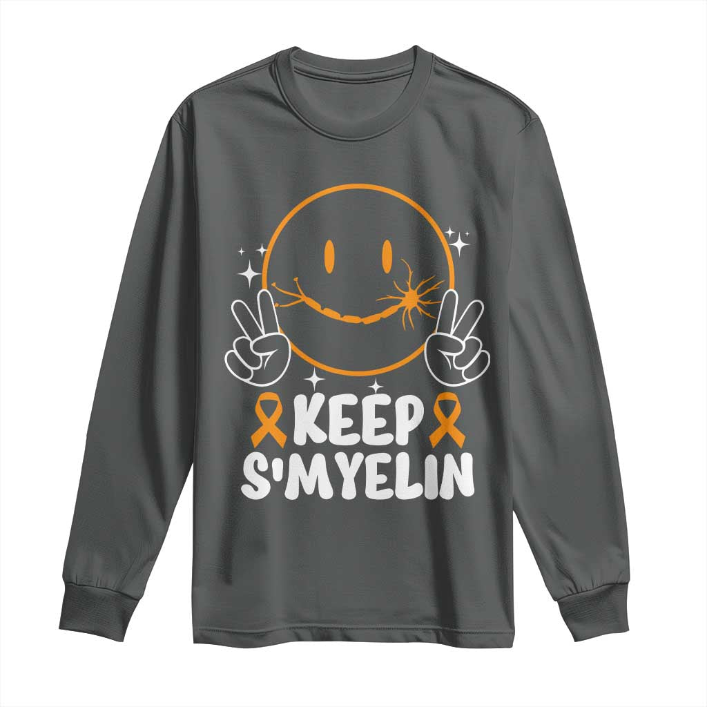 Multiple Sclerosis Awareness Long Sleeve Shirt Keep Smyelin Orange Ribbon MS Support