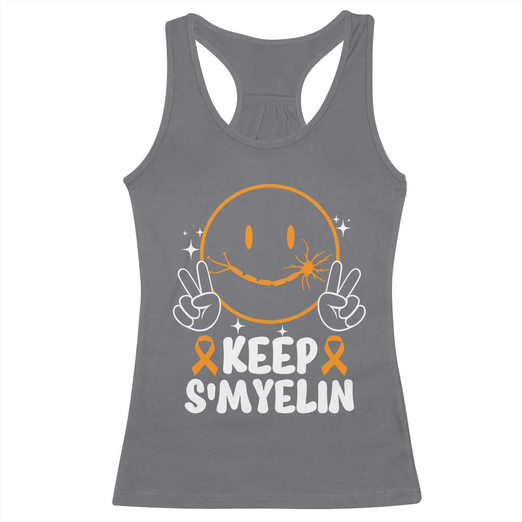 Multiple Sclerosis Awareness Racerback Tank Top Keep Smyelin Orange Ribbon MS Support