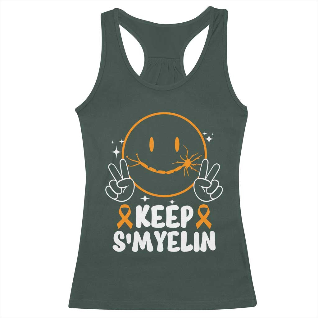 Multiple Sclerosis Awareness Racerback Tank Top Keep Smyelin Orange Ribbon MS Support