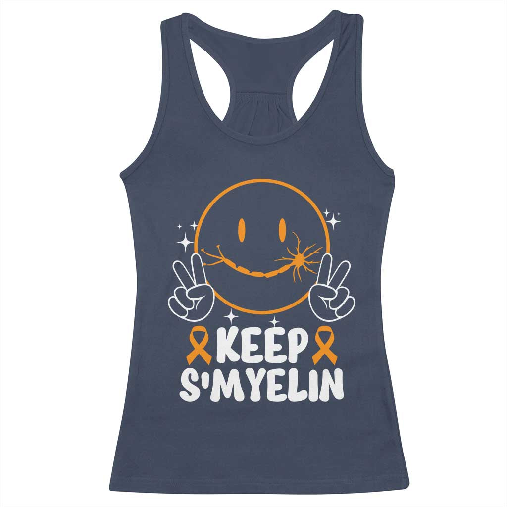 Multiple Sclerosis Awareness Racerback Tank Top Keep Smyelin Orange Ribbon MS Support