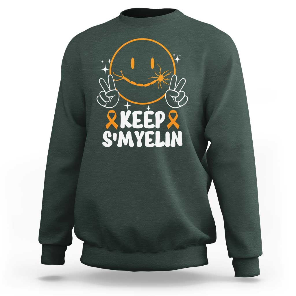 Multiple Sclerosis Awareness Sweatshirt Keep Smyelin Orange Ribbon MS Support
