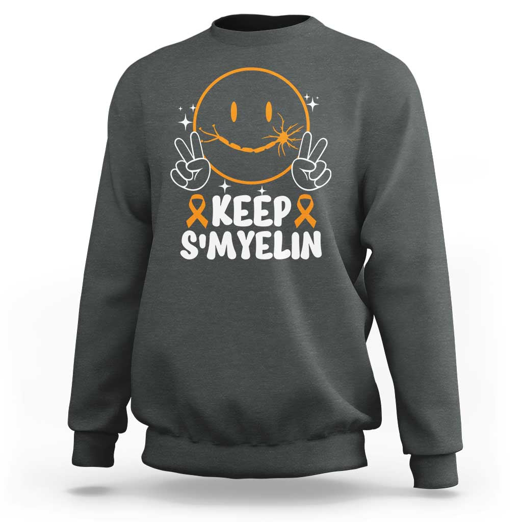 Multiple Sclerosis Awareness Sweatshirt Keep Smyelin Orange Ribbon MS Support