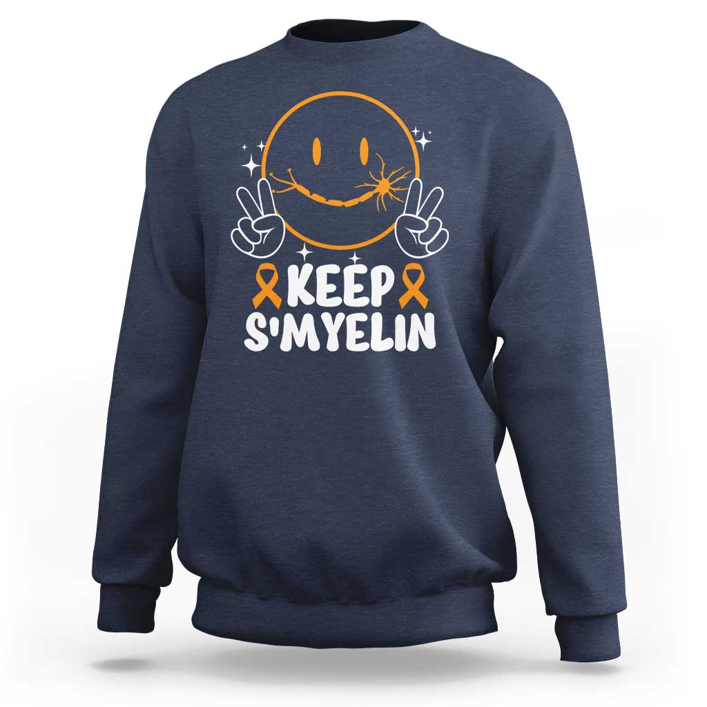 Multiple Sclerosis Awareness Sweatshirt Keep Smyelin Orange Ribbon MS Support
