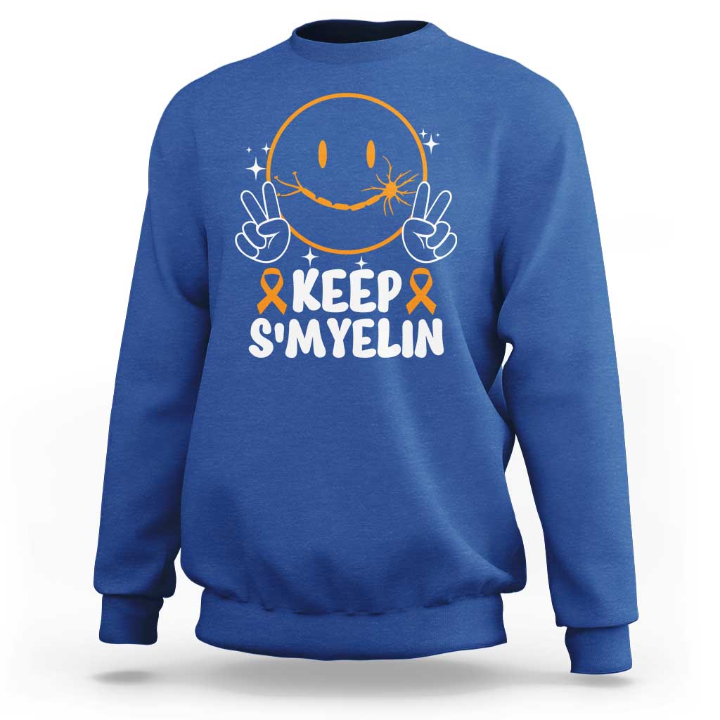 Multiple Sclerosis Awareness Sweatshirt Keep Smyelin Orange Ribbon MS Support