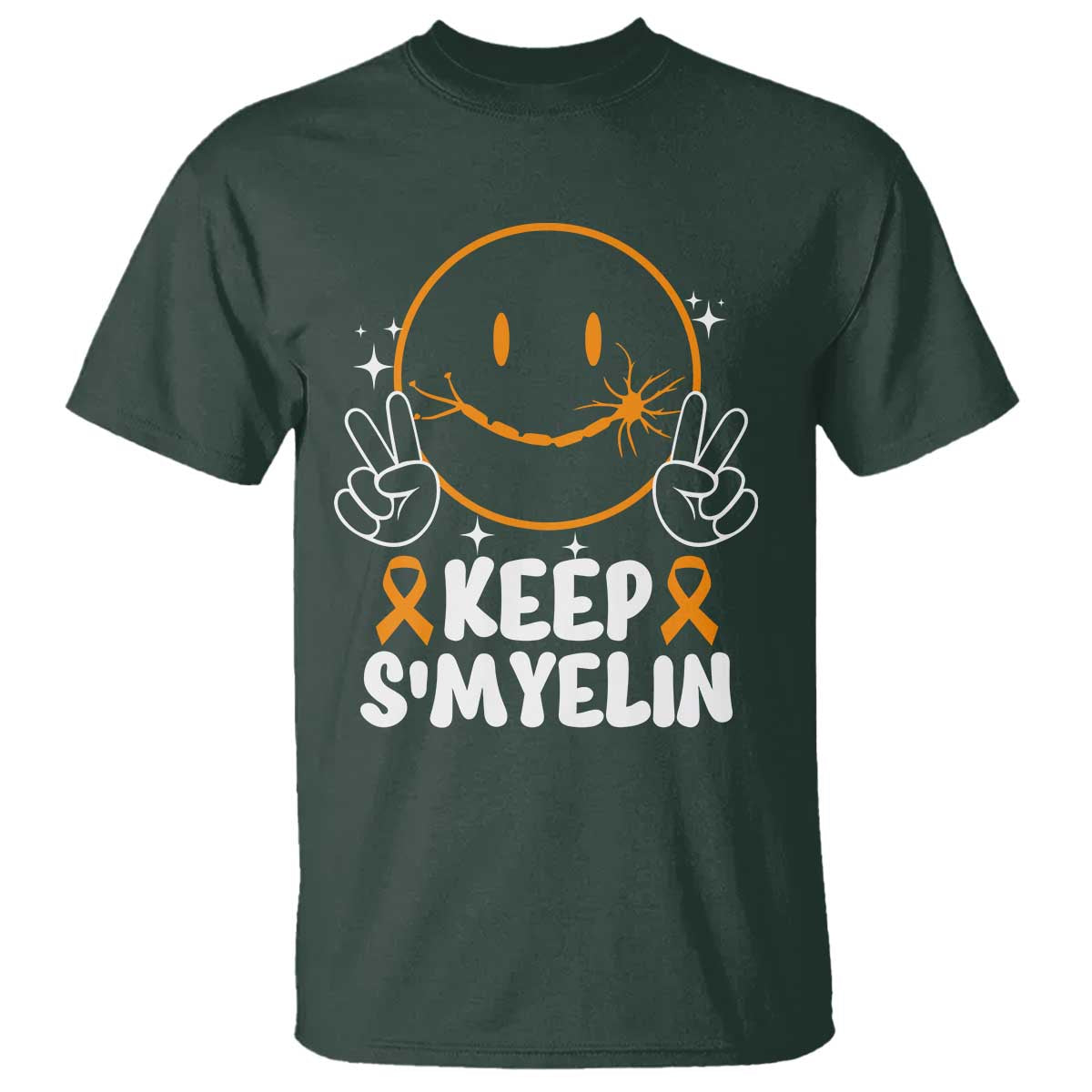 Multiple Sclerosis Awareness T Shirt Keep Smyelin Orange Ribbon MS Support