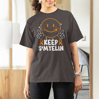 Multiple Sclerosis Awareness T Shirt For Women Keep Smyelin Orange Ribbon MS Support