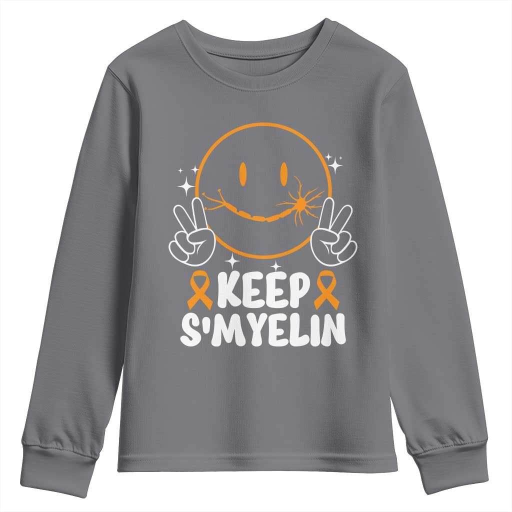 Multiple Sclerosis Awareness Youth Sweatshirt Keep Smyelin Orange Ribbon MS Support