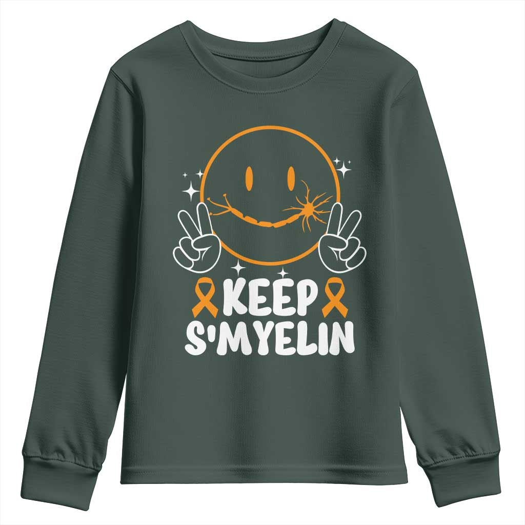 Multiple Sclerosis Awareness Youth Sweatshirt Keep Smyelin Orange Ribbon MS Support
