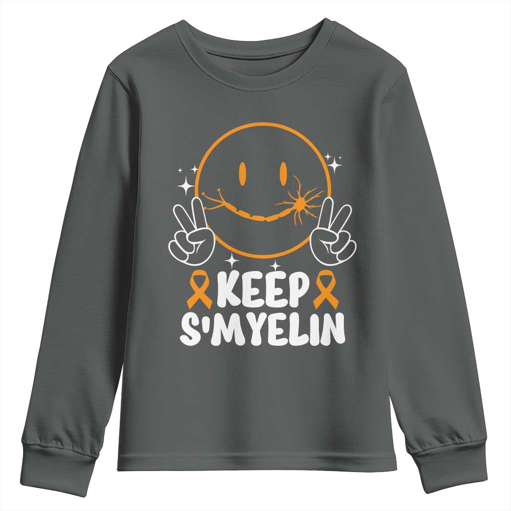 Multiple Sclerosis Awareness Youth Sweatshirt Keep Smyelin Orange Ribbon MS Support