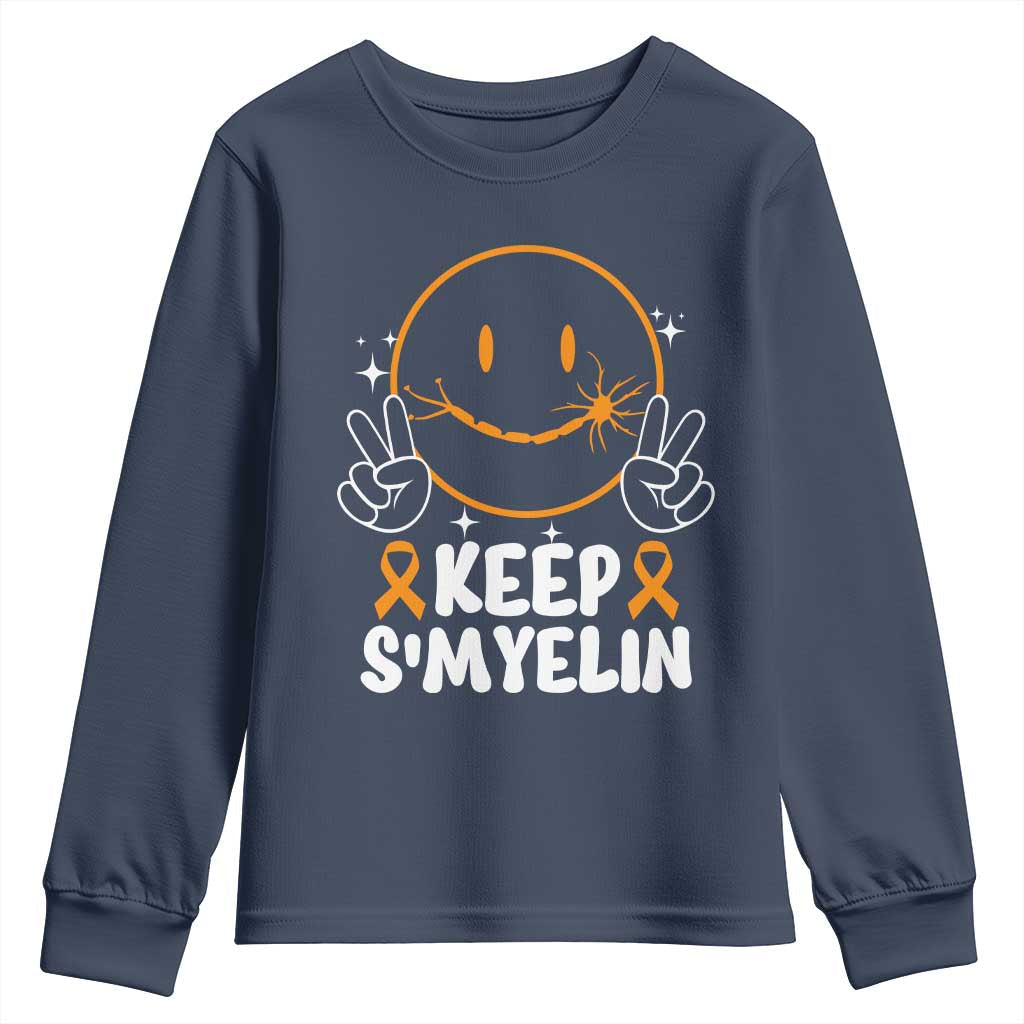 Multiple Sclerosis Awareness Youth Sweatshirt Keep Smyelin Orange Ribbon MS Support