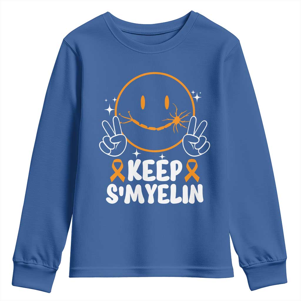 Multiple Sclerosis Awareness Youth Sweatshirt Keep Smyelin Orange Ribbon MS Support