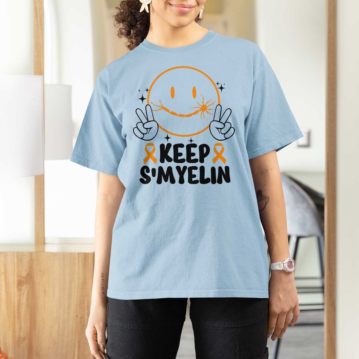 Multiple Sclerosis Awareness T Shirt For Women Keep Smyelin MS Support